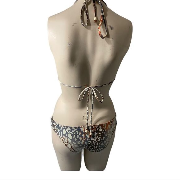 Brazilian String Bikini Cheetah Ruffled Lg - Picture 6 of 11